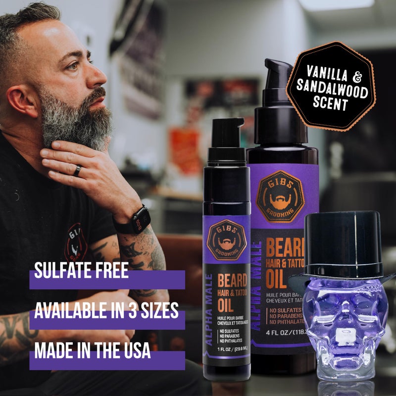 GIBS Alpha Male Beard, Hair & Tattoo Oil - Softens & Strengthens Beard Growth, Moisturizes Skin Made in USA 1 oz - Image 5